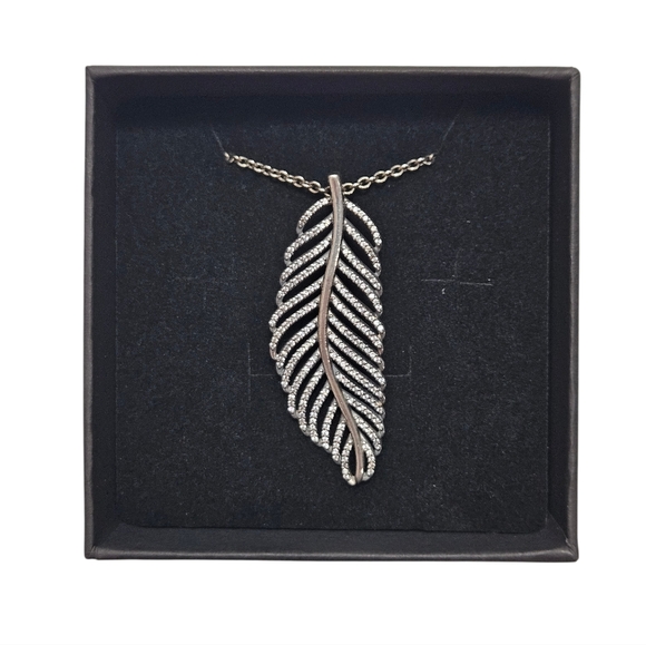 Pandora Jewelry - Pandora Sterling Silver CZ Feather Pendant Necklace